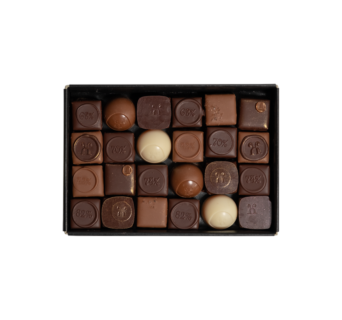 Box of 24 assorted alcohol-free autumn chocolates