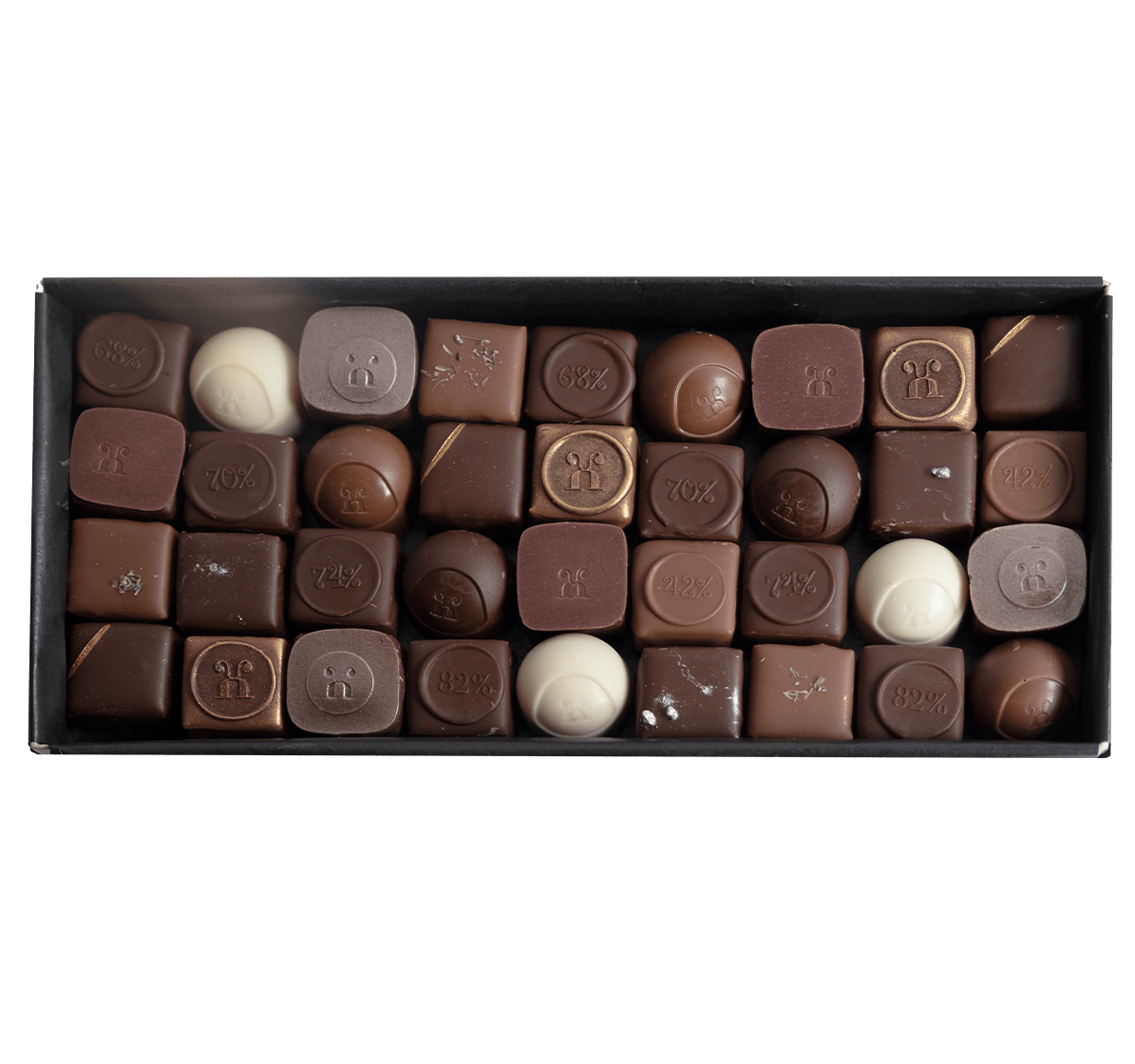 Pralinenschachtel offen für 36 Pralinen - Max Chocolatier