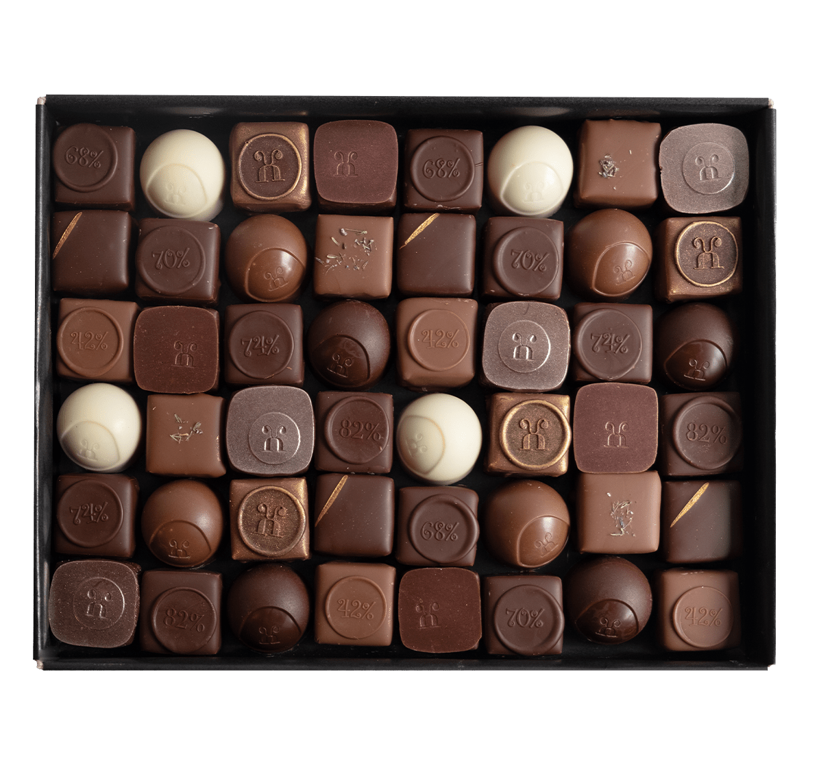 Schachtel mit 48 Pralinen ohne Alkohol - Max Chocolatier