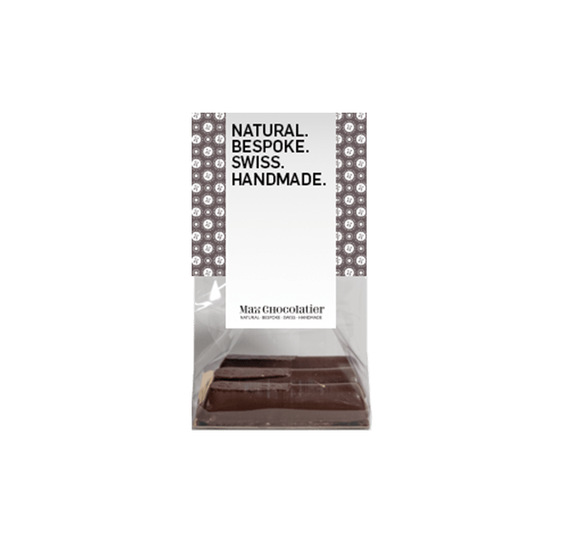 Drei handgemachte Schoggistängeli mit Haselnussgianduja, Mürbeteig und Himbeergelée - Max Chocolatier