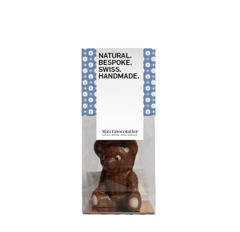 Handbemalter Teddybär aus Rio Hiumbi 42% Grand-Cru-Milchschokolade - Max Chocolatier