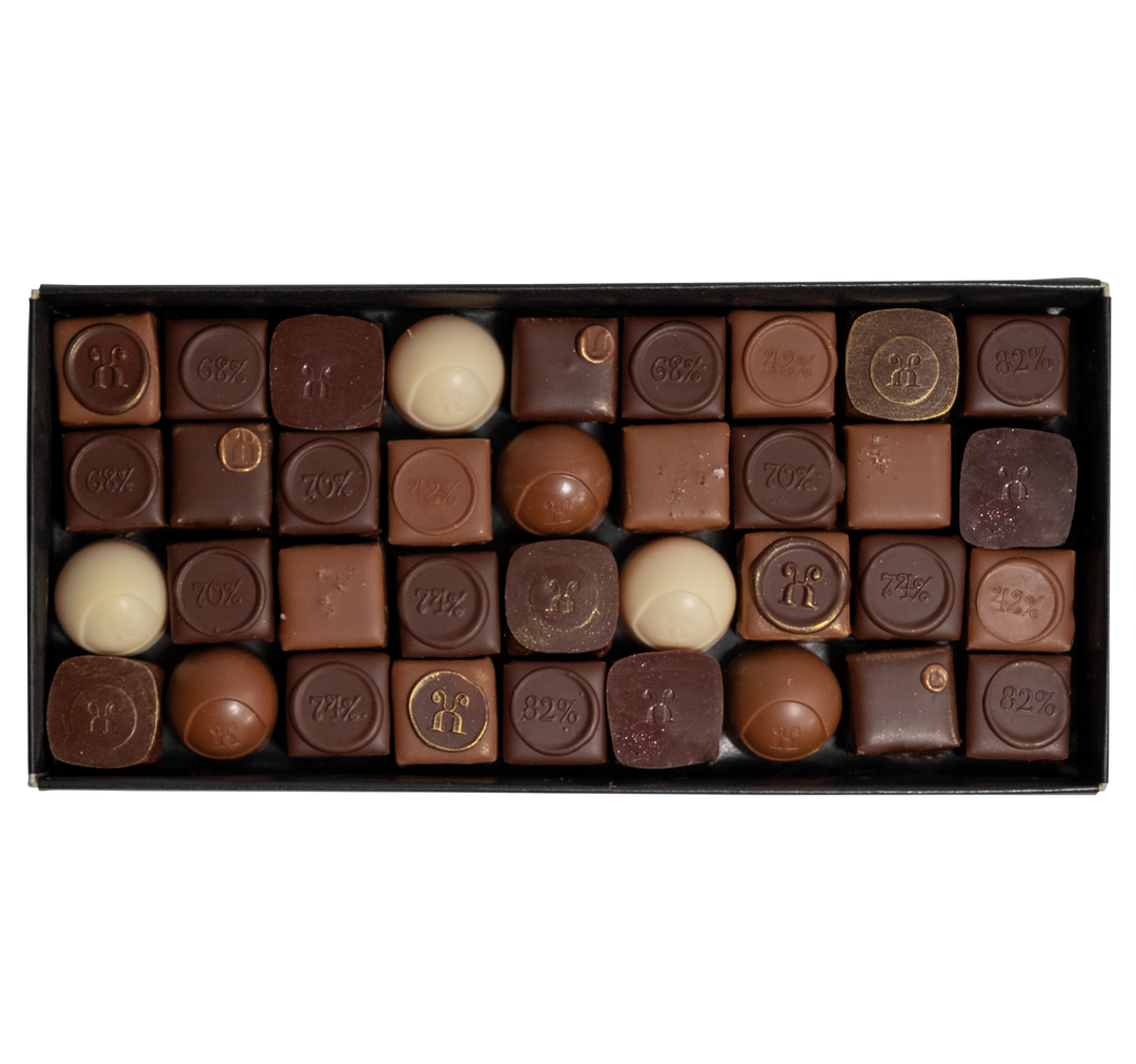 Box of 36 assorted autumn chocolates, alcohol-free