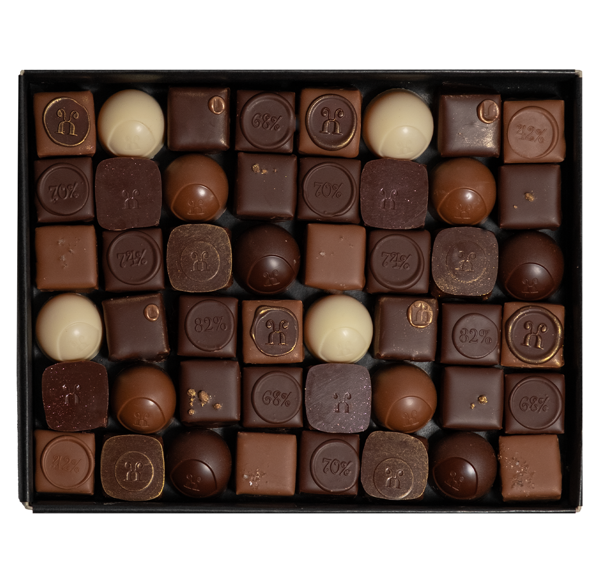 Boxes with 48 assorted autumn chocolates