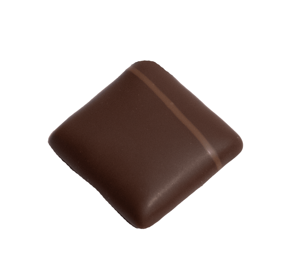 Rahm-Caramel verfeinert mit Rhabarber-Püree umhüllt von dunkler Grand Cru Schokolade - Max Chocolatier