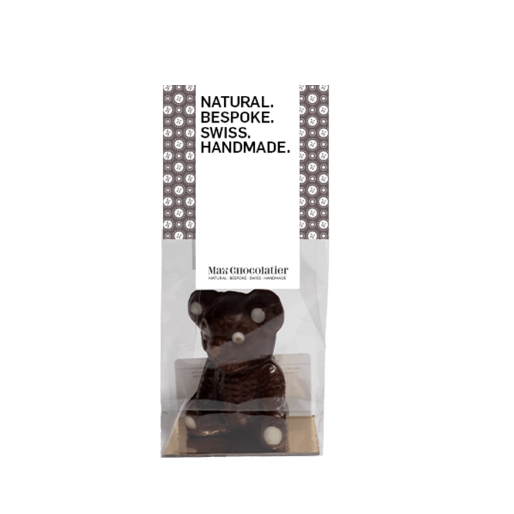 Handbemalter Teddybär aus dunkler Madagascar 68% kakaogehalt Grand Cru Schokolade - Max Chocolatier